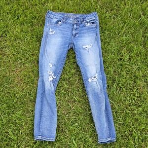 American Eagle Outfitters Light Blue Distressed Skinny Jeans